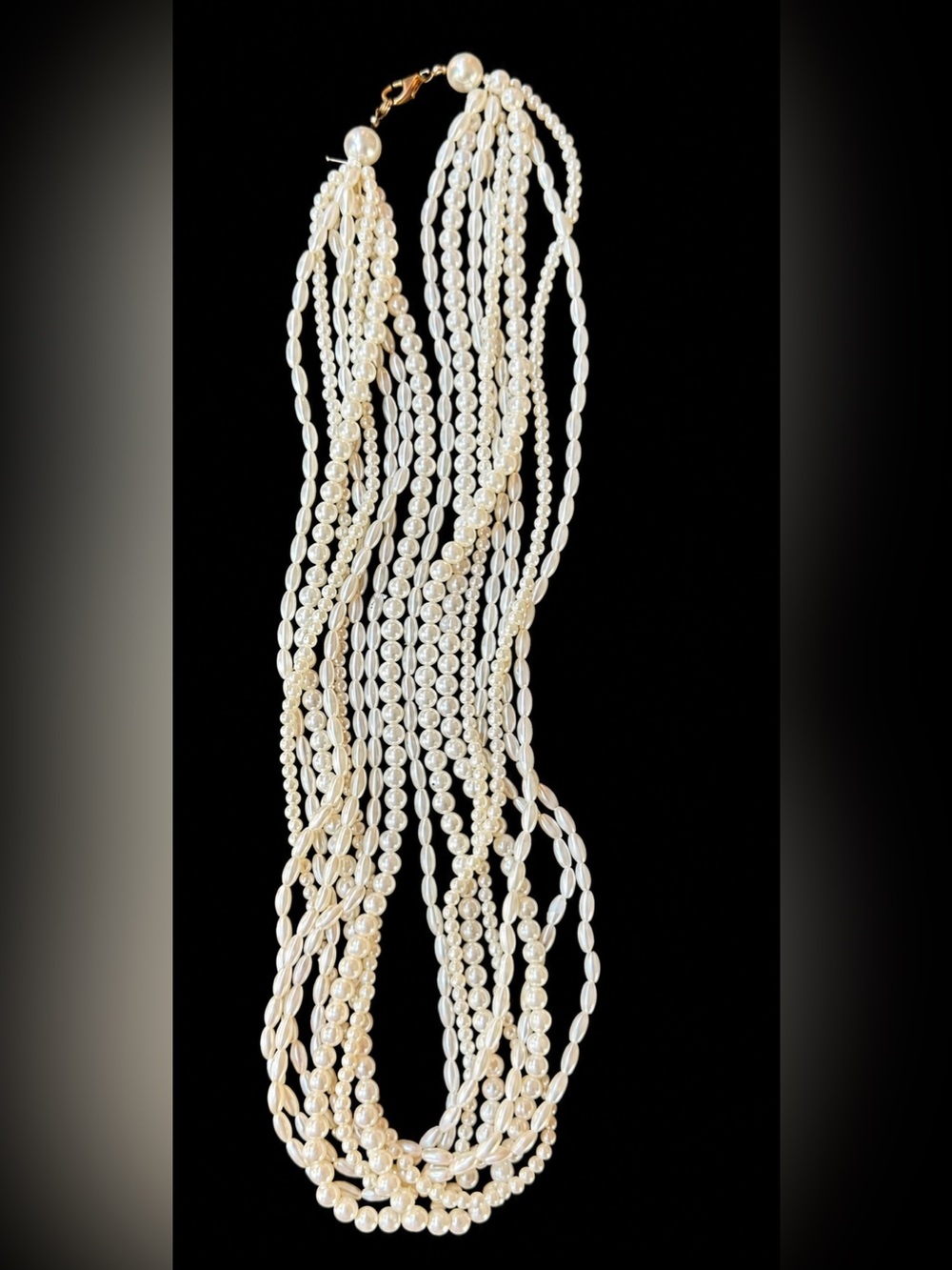 Multi-Strand Cream Faux Pearl Beaded Necklace